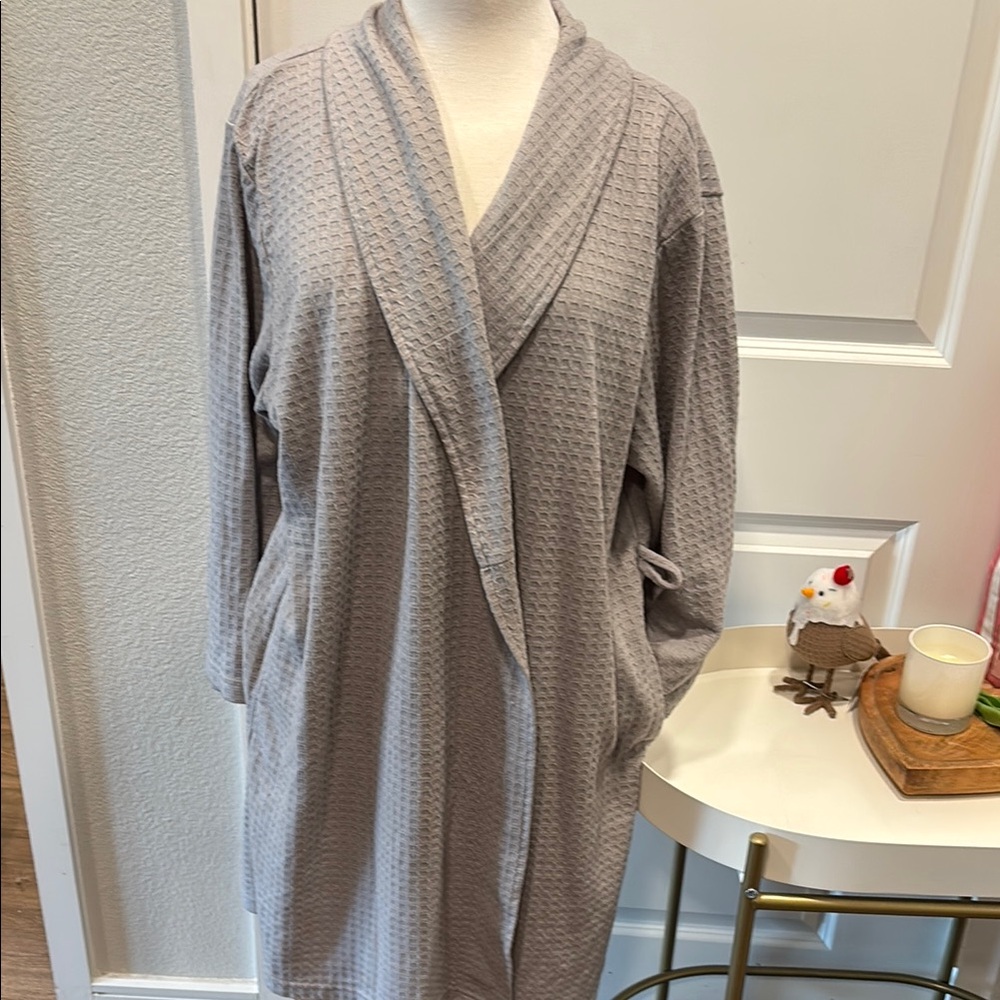 Gray Waffle Knit Robe